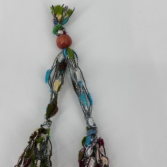 Pair of Colorful Boho Artistic Multi-Strand‎ Ribbon Yarn Necklaces – Set of 2 - Picture 5 of 10